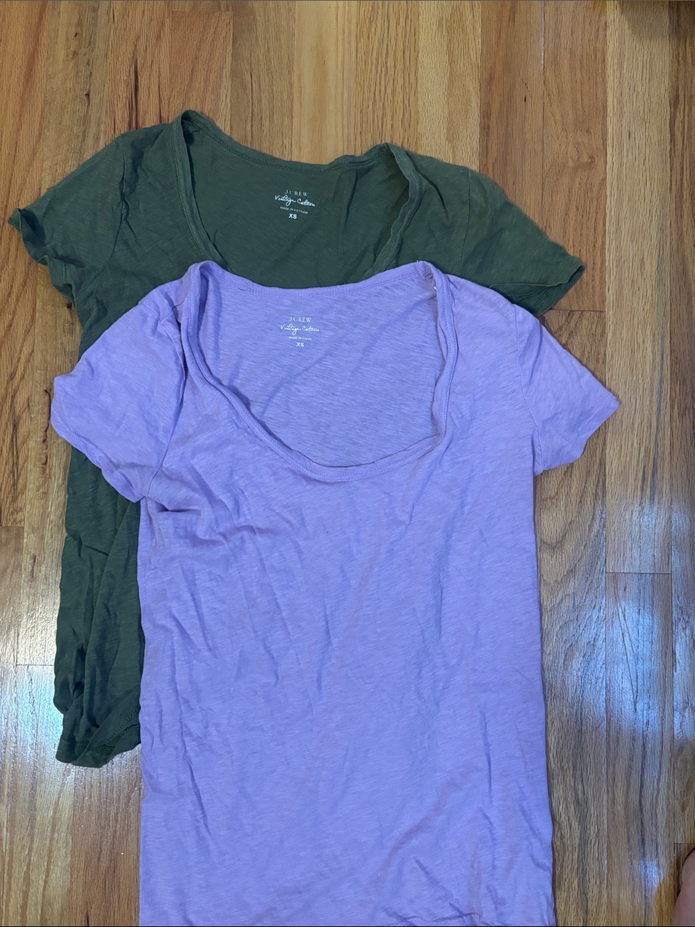 J. Crew Set of 2 Scoop Neck Tees - Lavender & Olive BUND